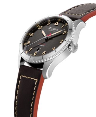 Men's Swiss Automatic Startimer Black Leather Strap Watch 41mm