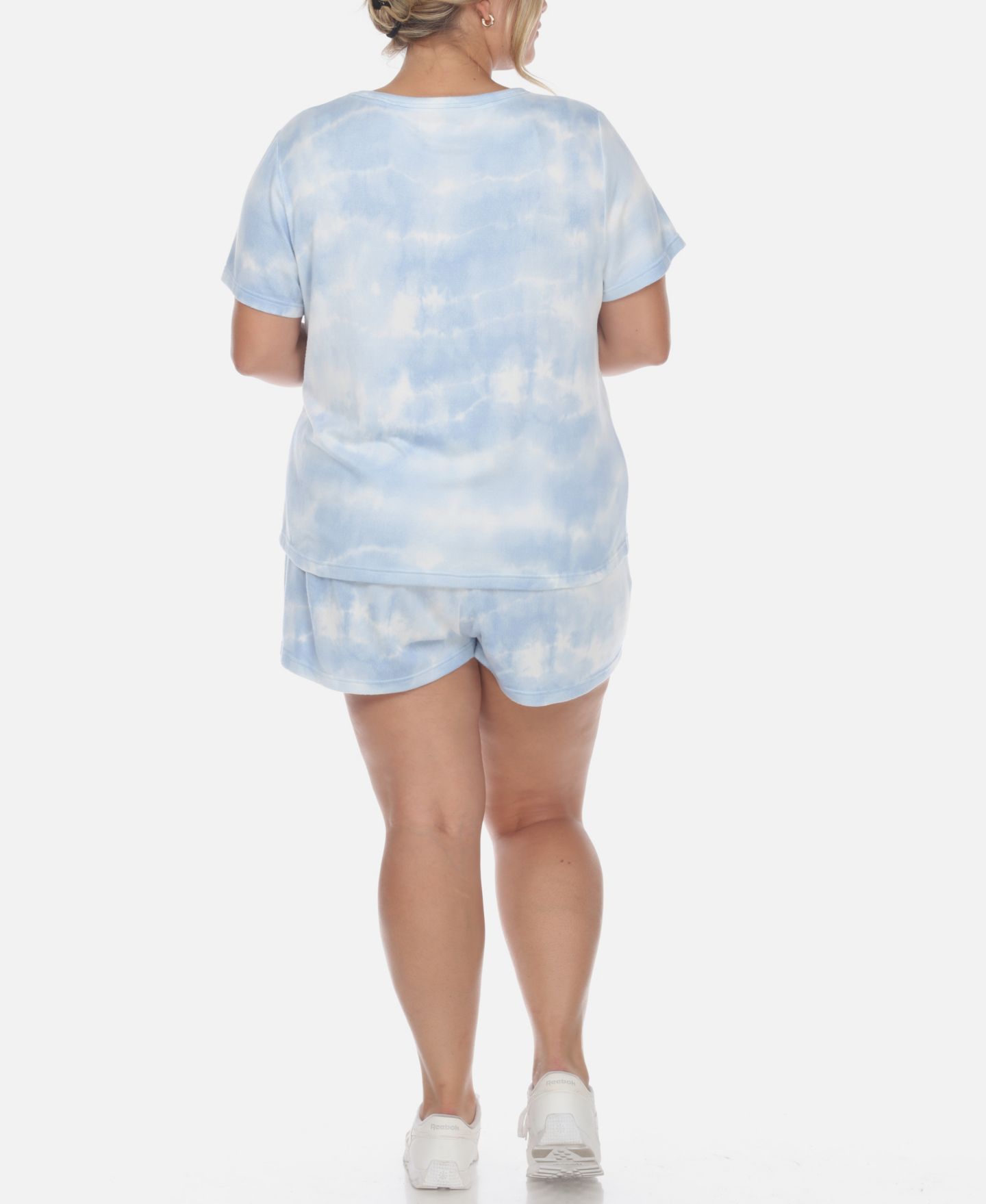 Женские шорты White Mark Plus Size 2 Piece Top Shorts Lounge Set, цвет: Синий — фото 2