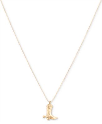 Lucky Brand - Gold-Tone Cowboy Boot Ball Chain Pendant Necklace, 17" + 2" extender