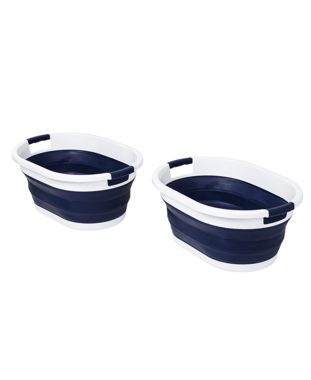 Honey Can Do Collapsible Laundry Baskets With Bins, Set Of 2 In Navy Blue