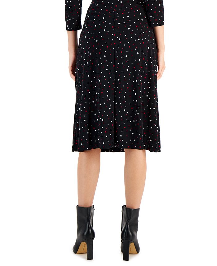 Kasper Women's Printed Polka-Dot Pull-On Flared Midi Skirt - Macy's