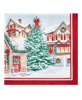 Storybook Christmas Village Holiday 4 Piece Napkin Set, 17" x 17"