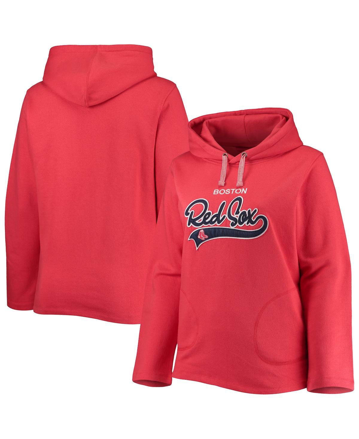Soft As A Grape Red Boston Red Sox Plus Size Side Split Pullover Hoodie In Red
