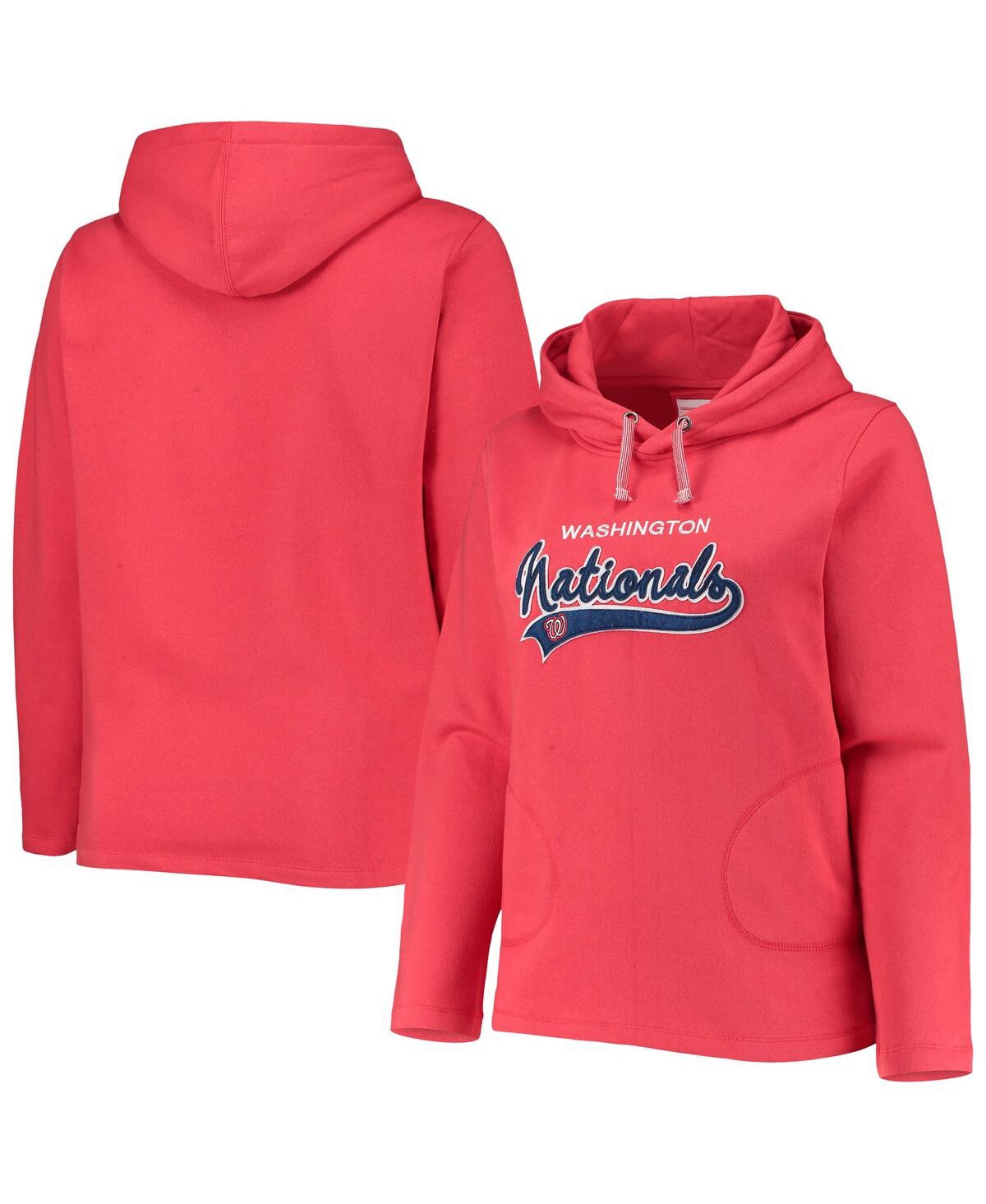 Women's Soft as a Grape Red Washington Nationals Plus Size Side Split Pullover Hoodie - Red