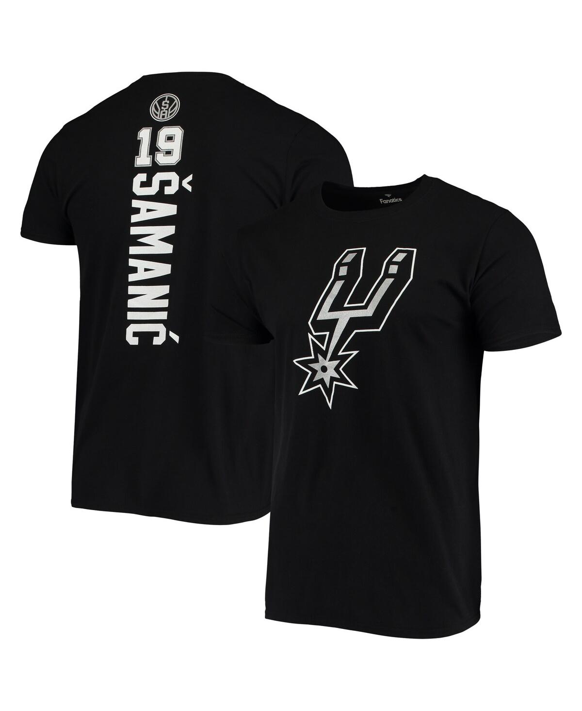 Men's Fanatics Luka SamanicSan Antonio Spurs Playmaker Name and Number Logo T-shirt - Black