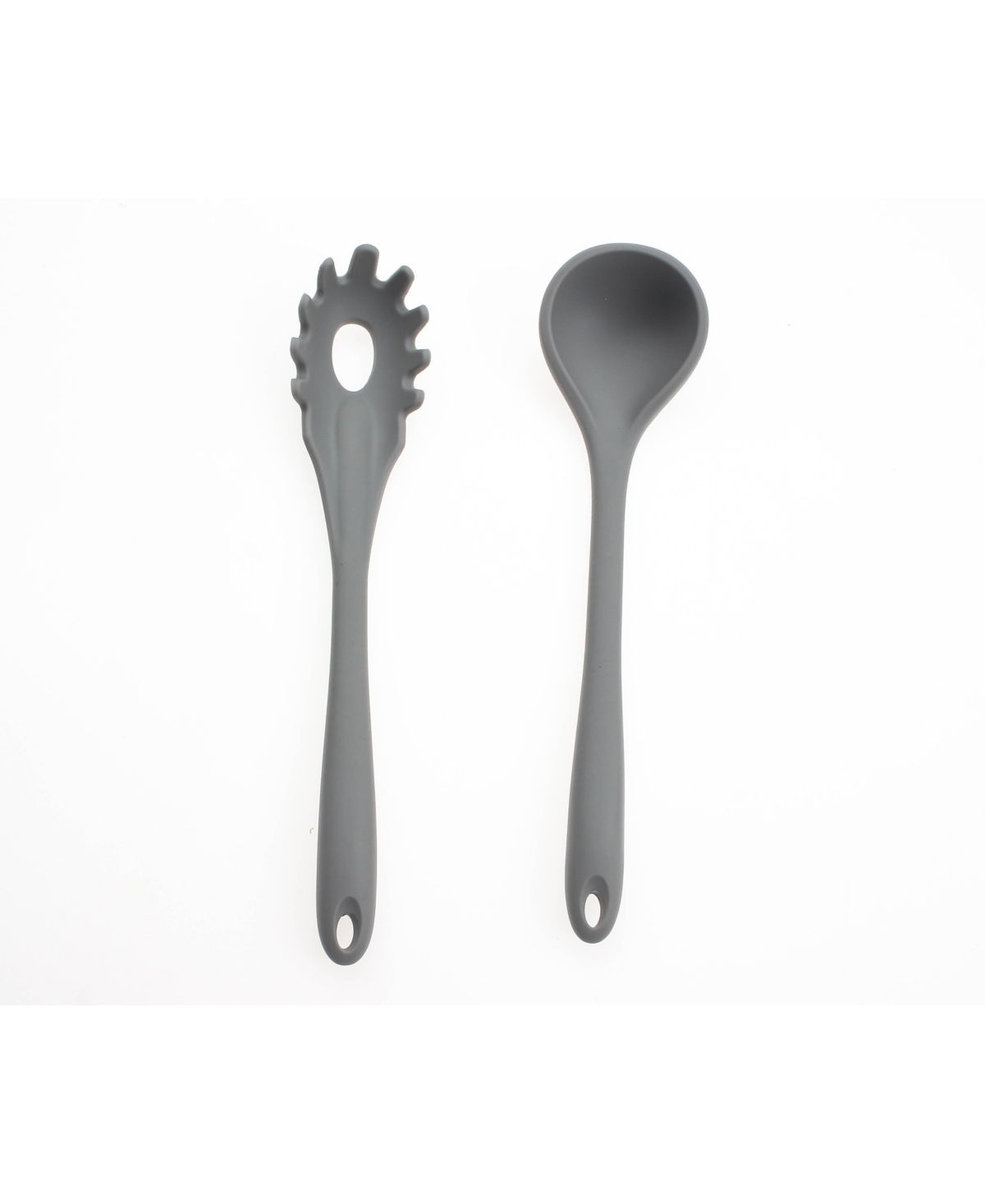 Art & Cook 2 Piece Silicone Soup Ladle And Pasta Fork Set In Gray