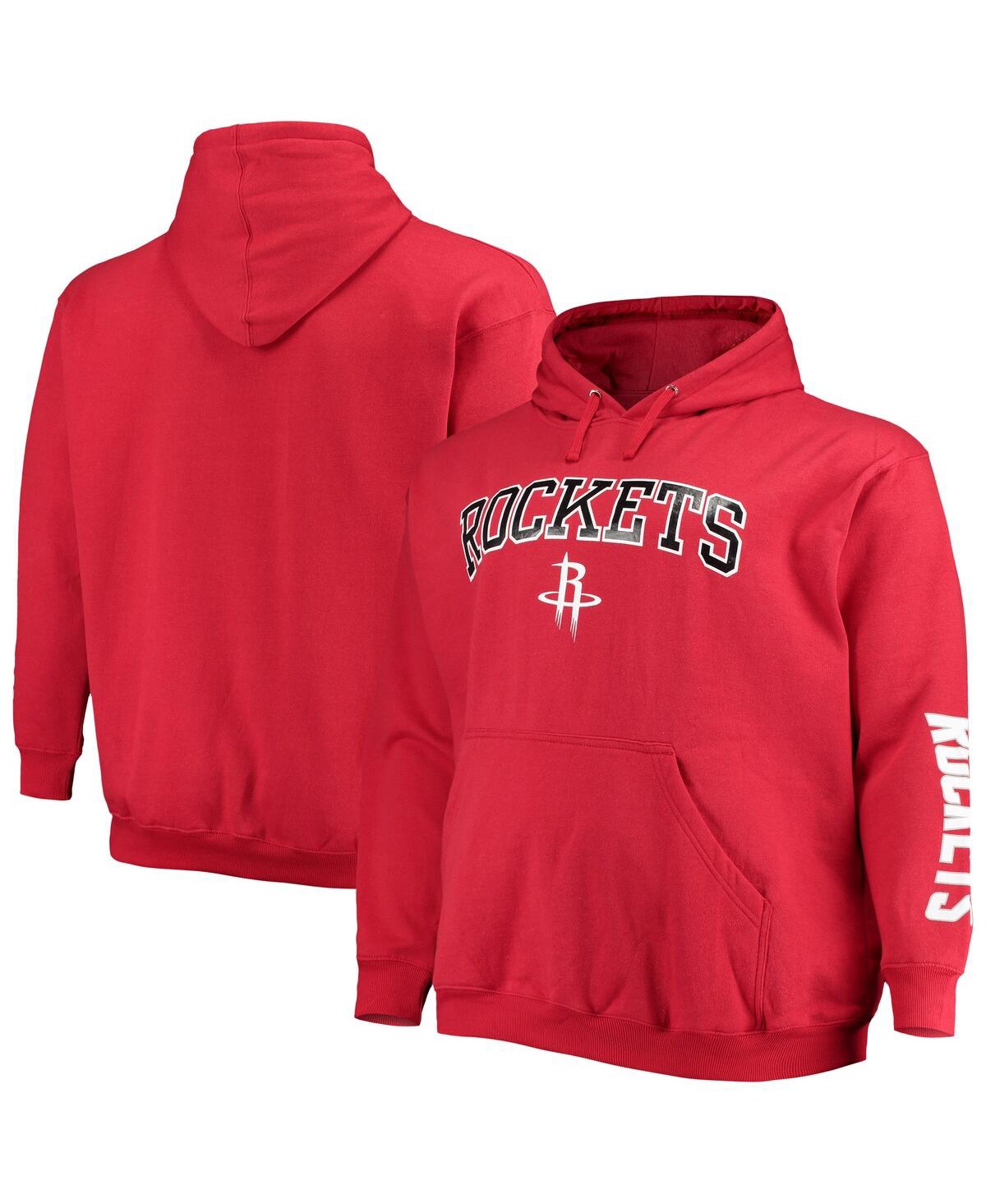 Fanatics Men's  Branded Red Houston Rockets Big And Tall Team Wordmark Pullover Hoodie