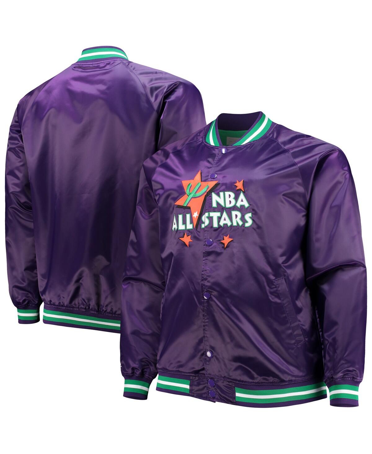 Men's Mitchell & NessBig and Tall 1995 Nba All-Star Game Hardwood Classics Satin Full-Snap Jacket - Purple