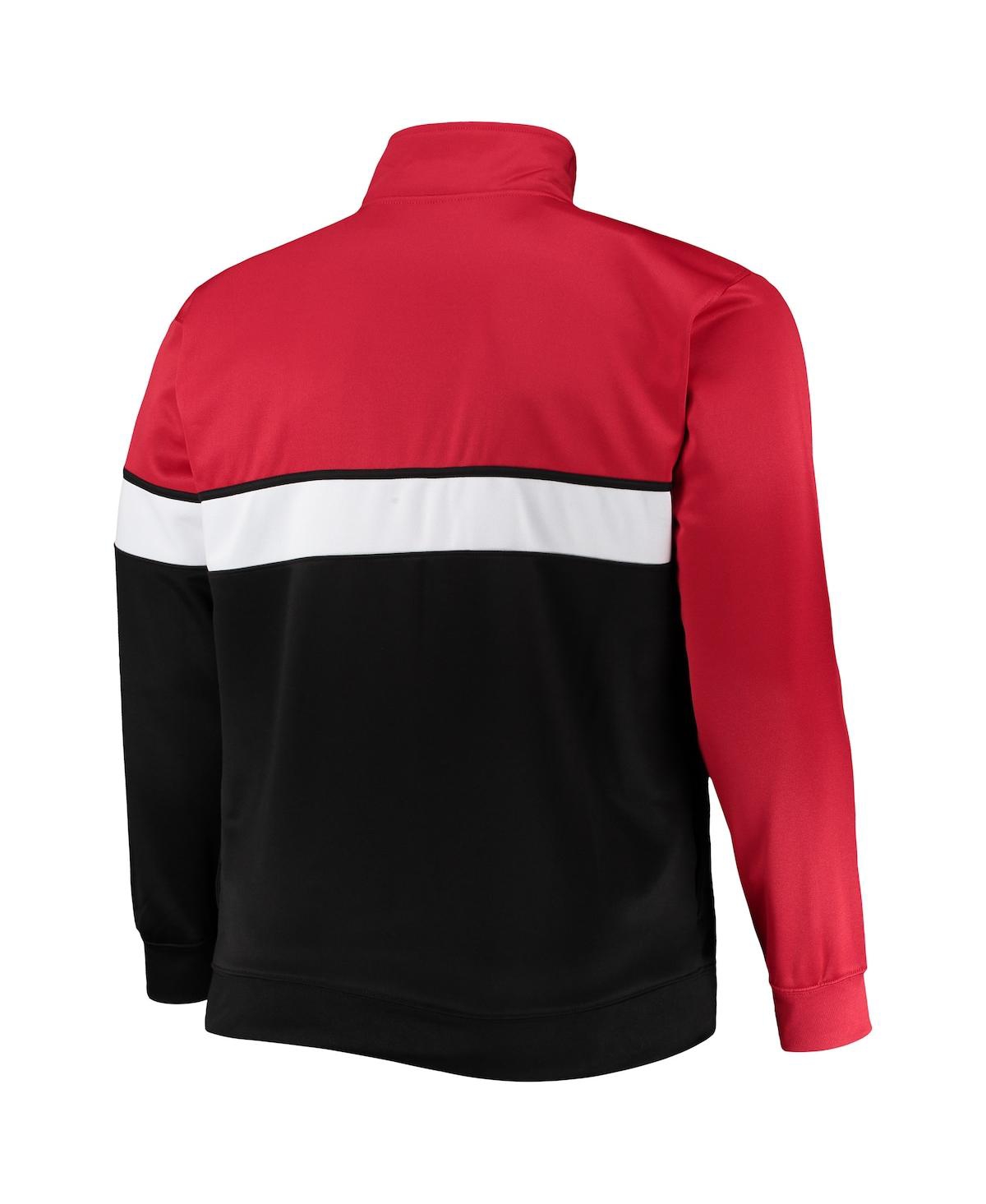 Shop Profile Men's Red, Black Chicago Bulls Big And Tall Pieced Body Full-zip Track Jacket In Red,black