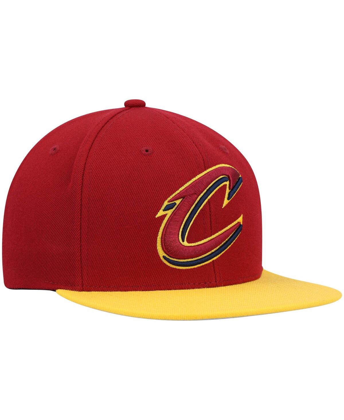 Mitchell & Ness Men's  Wine, Gold Cleveland Cavaliers Team Two-tone 2.0 Snapback Hat In Wine,gold