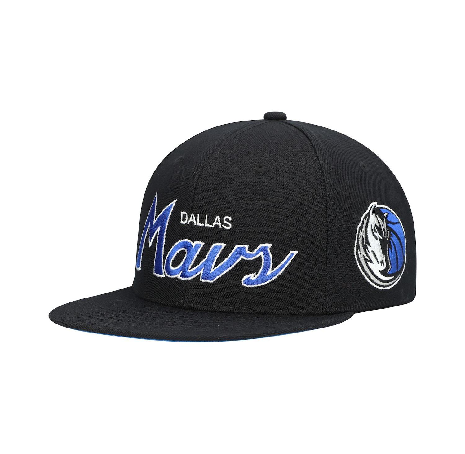 Men's Black Dallas Mavericks Hardwood Classics Script 2.0 Snapback Hat