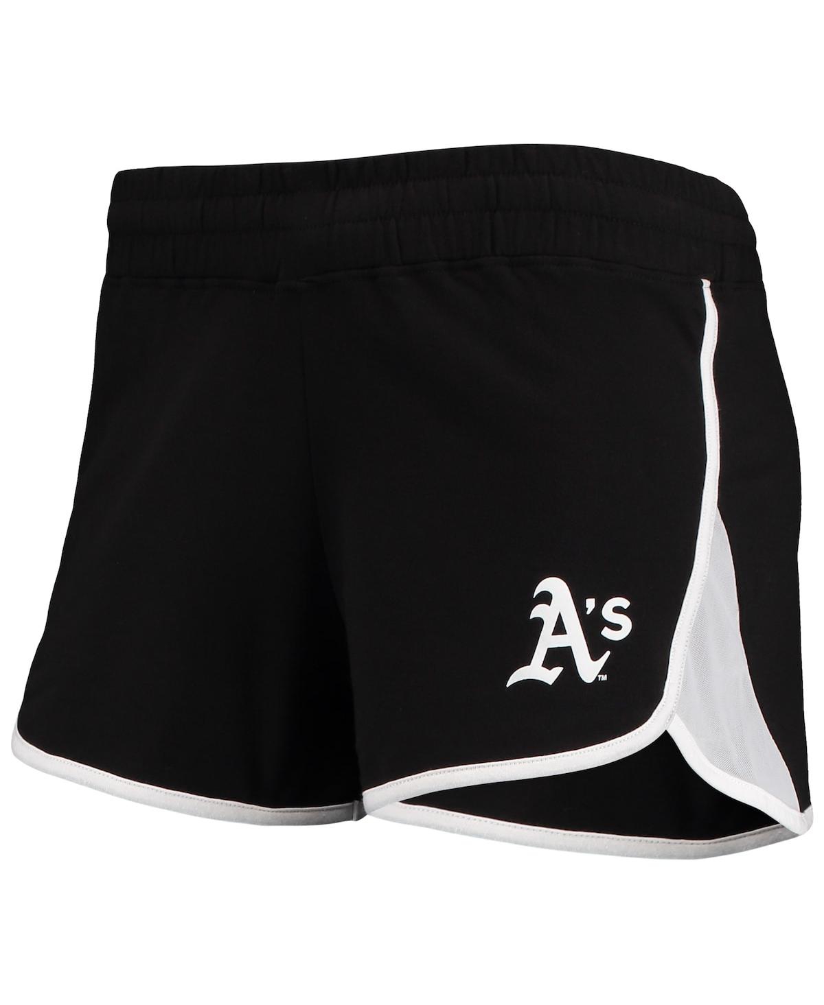NEW ERA WOMEN'S NEW ERA BLACK OAKLAND ATHLETICS STRETCH FRENCH TERRY SHORTS 