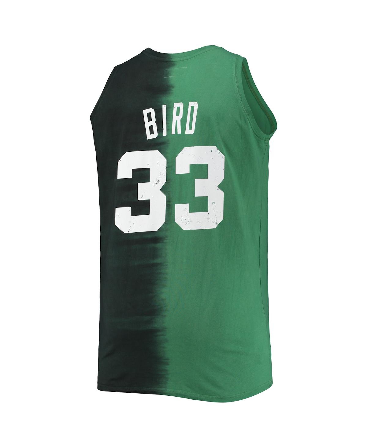 Mitchell & Ness Larry Bird Black/kelly Green Boston Celtics Big & Tall Profile Tie-dye Player Tank T In Black,kelly Green