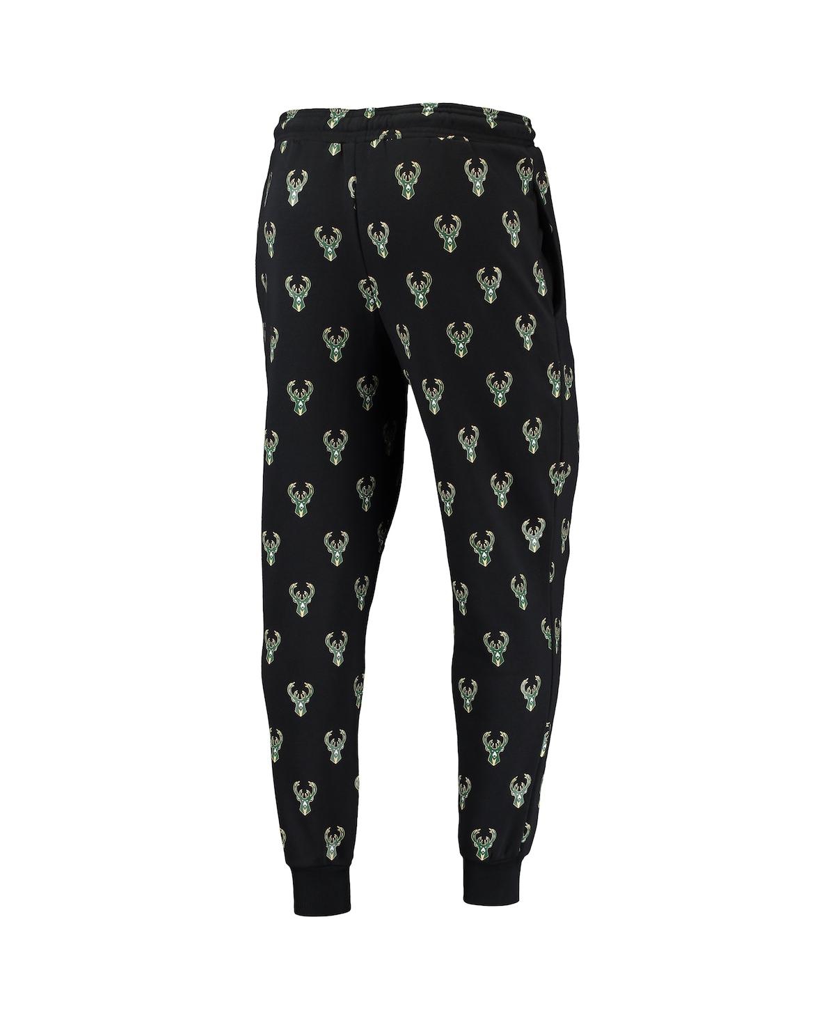 The Wild Collective Black Milwaukee Bucks Allover Logo Jogger Pants In Black