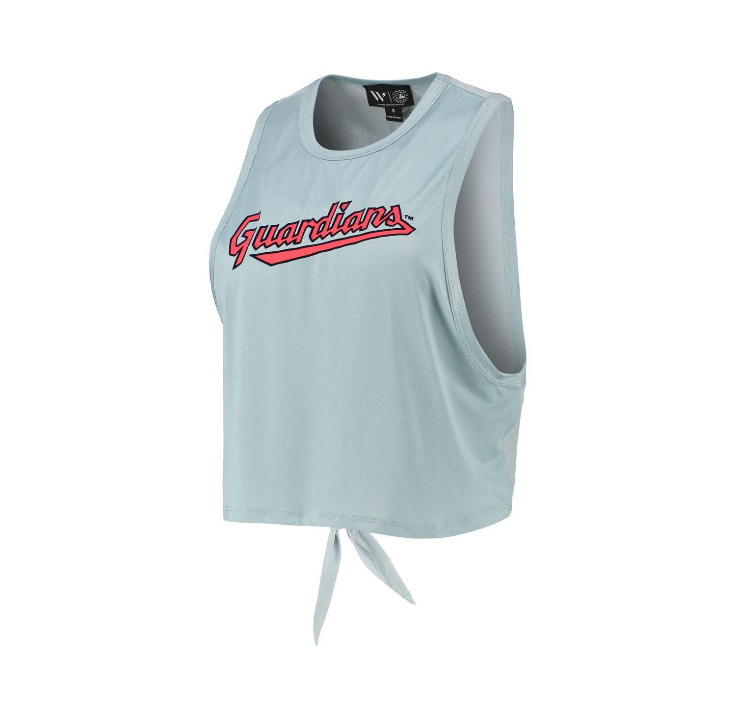 Women's Light Blue Cleveland Guardians Open Back Twist-Tie Tank Top