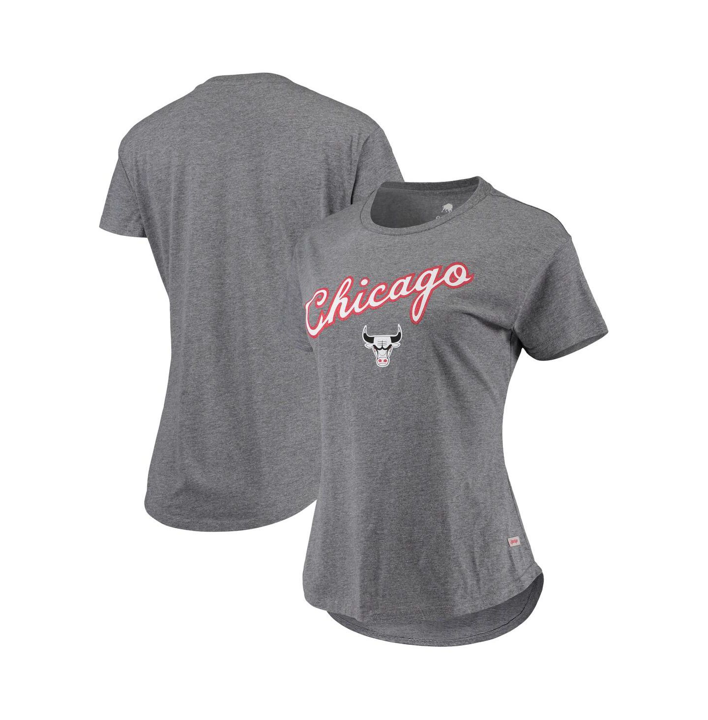 Женская футболка Sportiqe Heathered Gray Chicago Bulls City Edition Phoebe Tri-Blend — фото 2