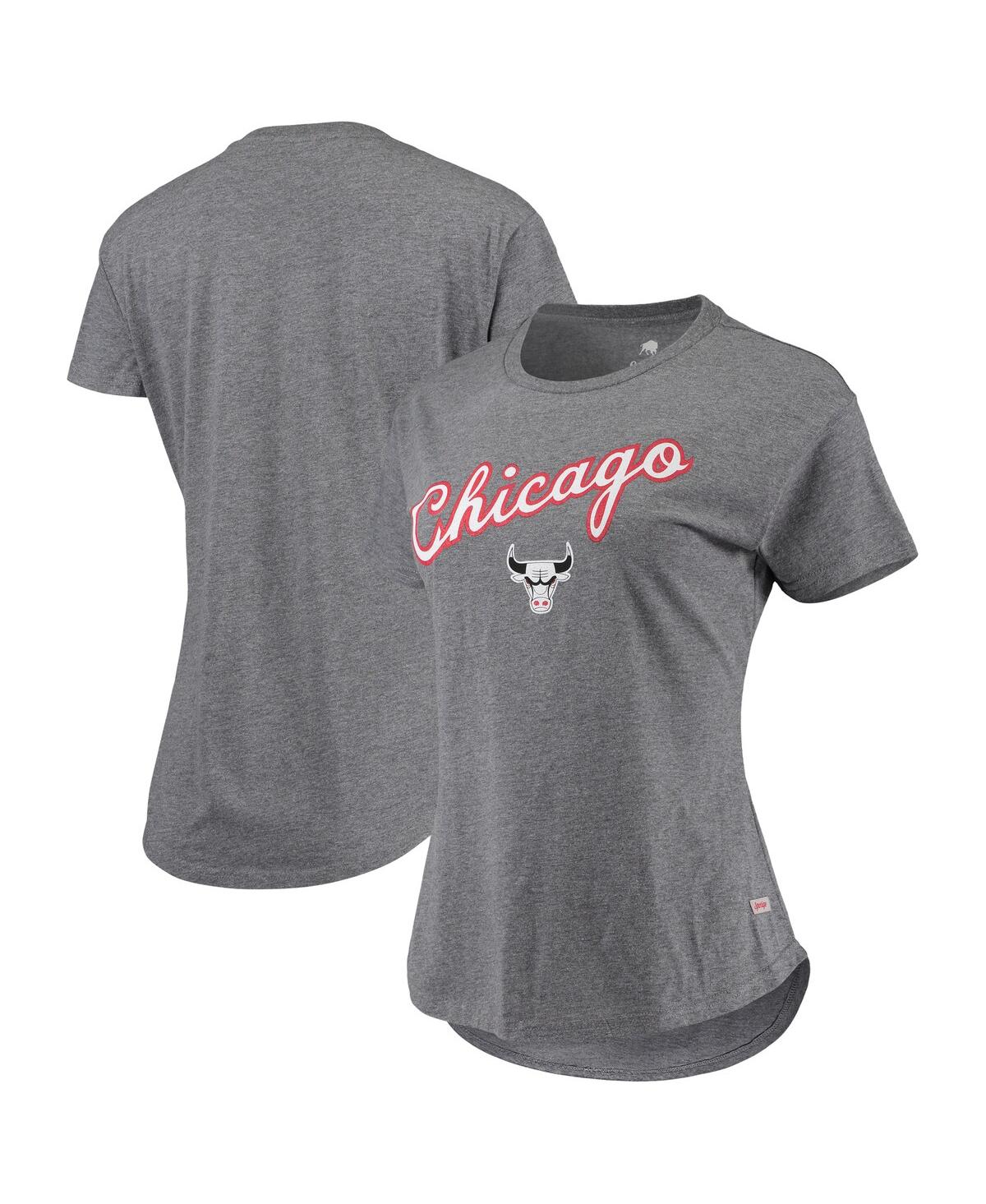 Shop Sportiqe Women's  Heathered Gray Chicago Bulls City Edition Phoebe Tri-blend T-shirt