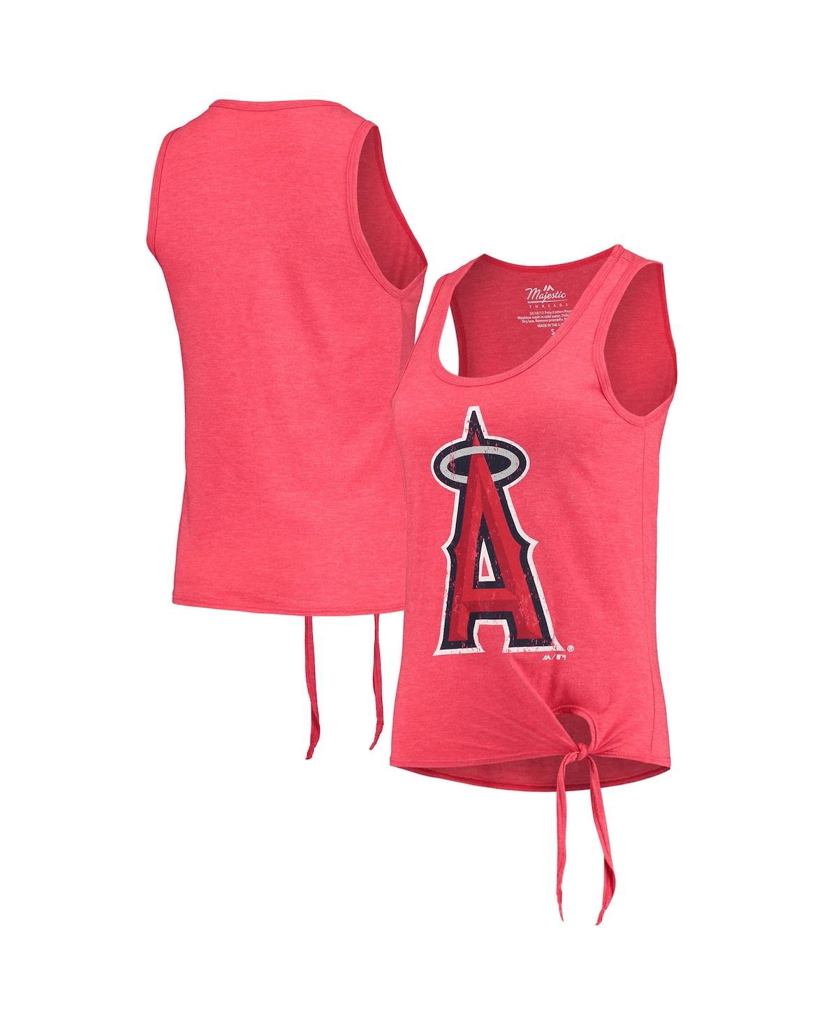 Shop Majestic Women's  Threads Red Los Angeles Angels Scoop Neck Racerback Side Tie Tri-blend Tank Top