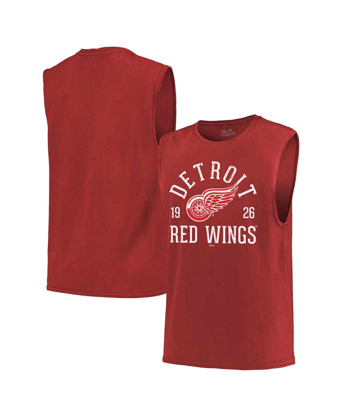 MAJESTIC MEN'S MAJESTIC THREADS RED DETROIT RED WINGS SOFTHAND MUSCLE TANK TOP