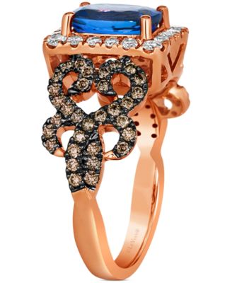 Blueberry Tanzanite (1-1/4 ct. t.w.) & Diamond (3/4 ct. t.w.) Braided Halo Ring in 14k Rose Gold