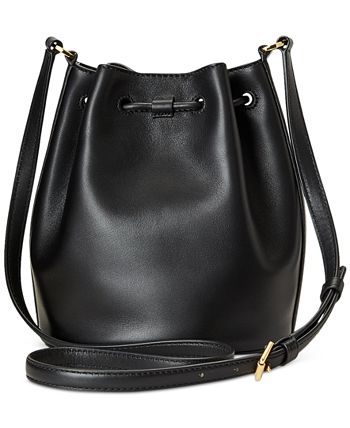 Lauren Ralph Lauren Leather Medium Andie Drawstring Bag, Black