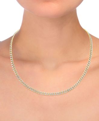 Double-Sided Cuban Link 18" Chain Necklace (4.5mm) in 10k Two-Tone Gold