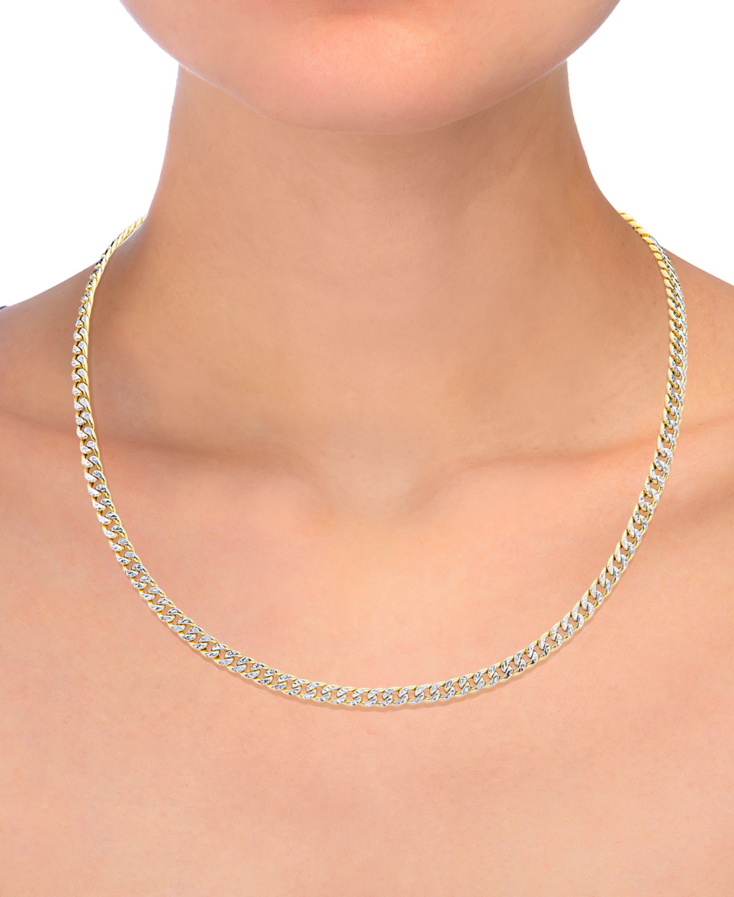Double-Sided Cuban Link Chain Bracelet and Necklace (4.5mm) Collection in 10k Two-Tone Gold