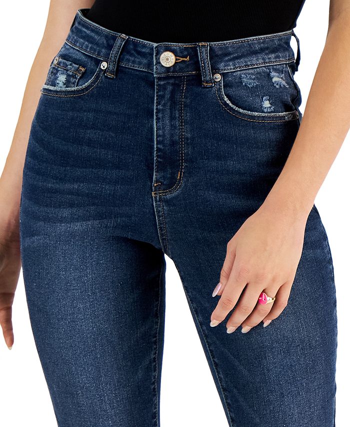 Gemma Rae Juniors' Ripped Raw-Hem High-Rise Skinny Jeans - Macy's