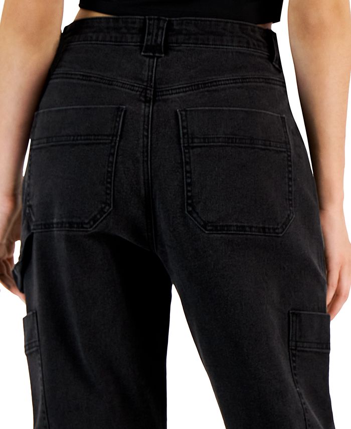 Gemma Rae Juniors' High-Rise Relaxed Fit Carpenter Mom Jeans - Macy's