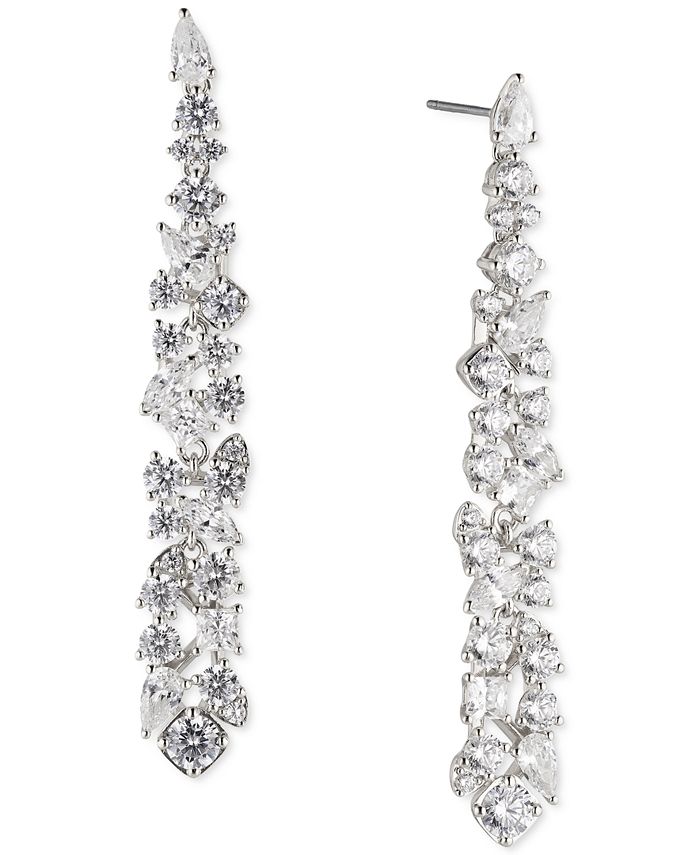 Eliot Danori SilverTone Cubic Zirconia Cluster Linear Drop Earrings