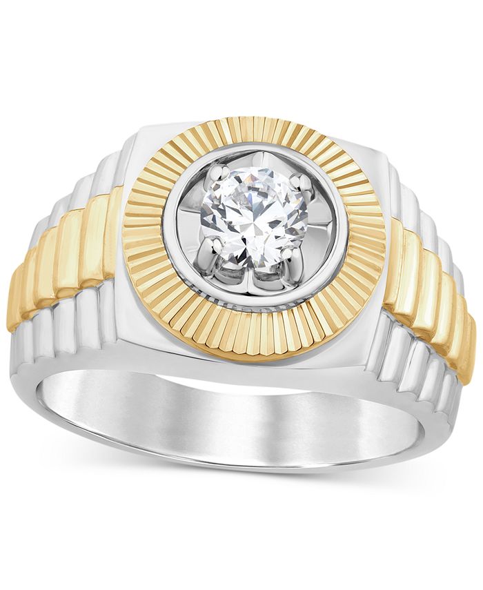 Macy s Men s Diamond Solitaire Ring 1 2 ct. t.w. in 10k Two Tone