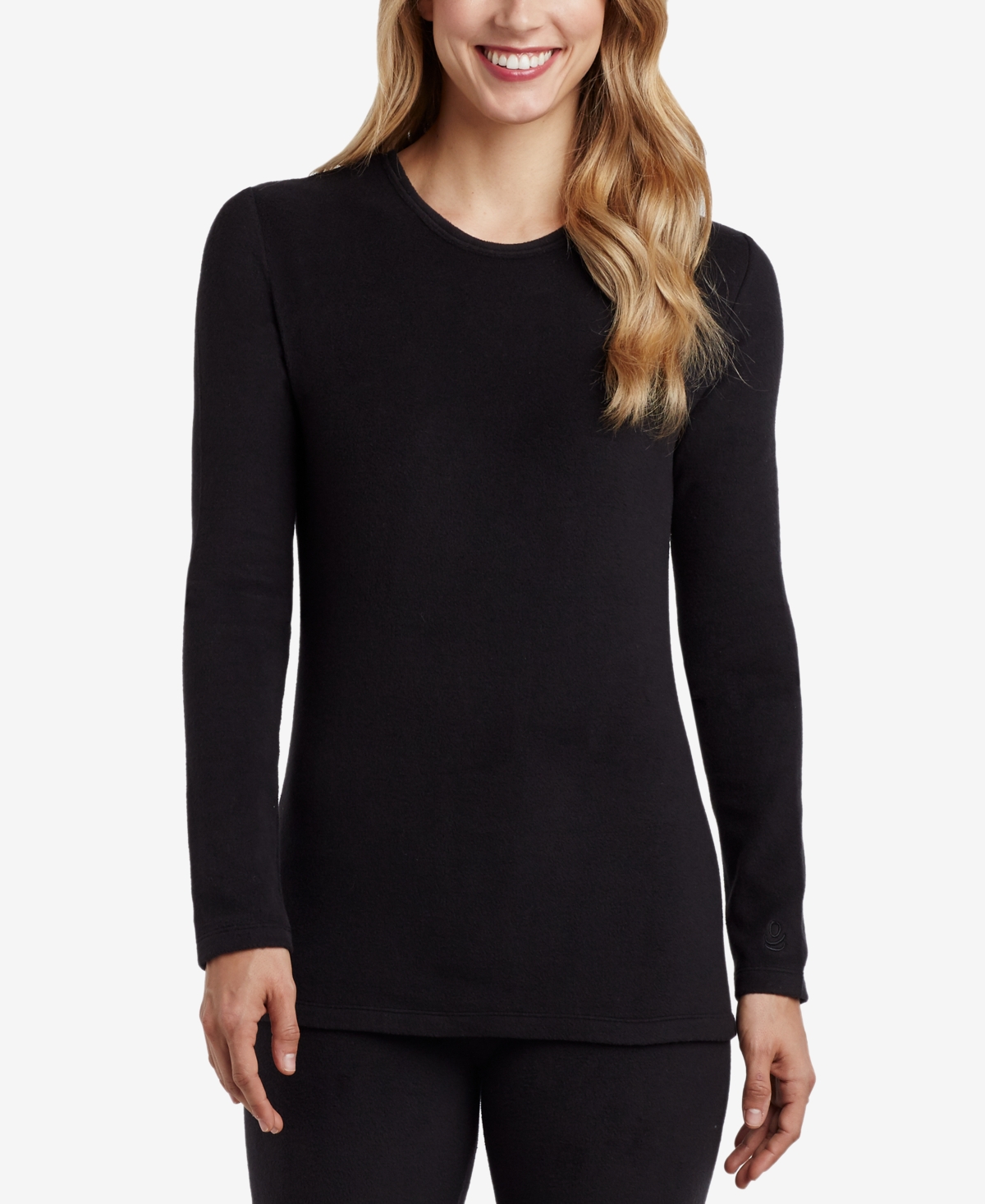 Cuddl Duds Softwear With Stretch Long-sleeve Layering Top In Black