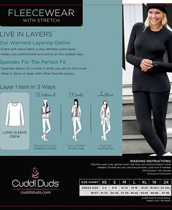 Cuddl Duds Women's Fleecewear with Stretch Long Sleeve Top - Macy's