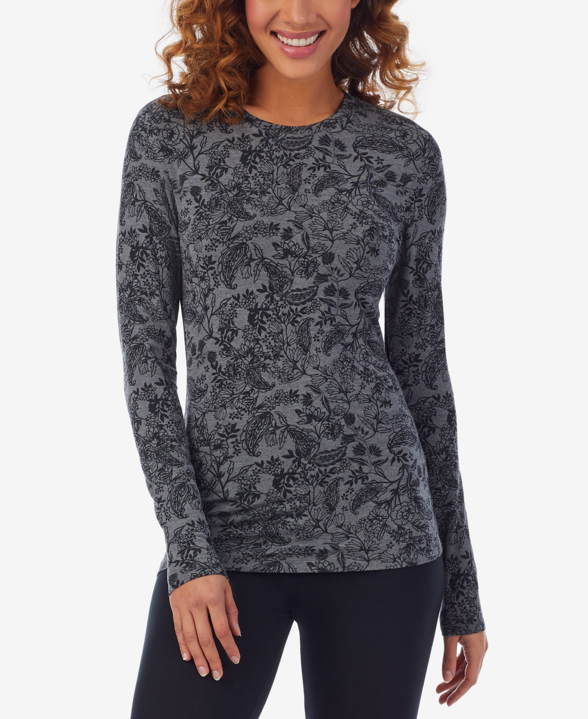 Cuddl Duds Softwear With Stretch Turtleneck In Tonal Paisley