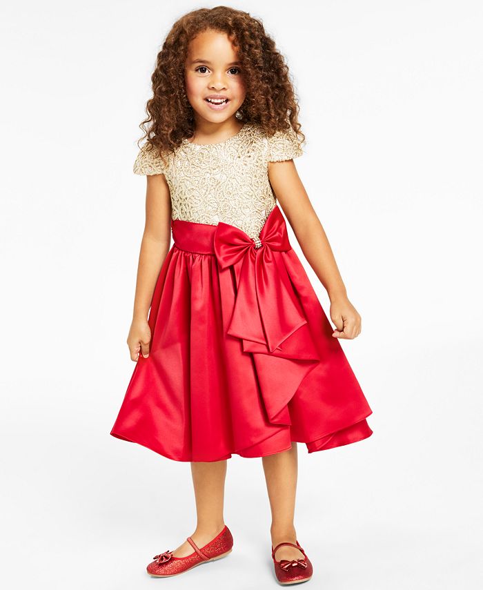 Rare Editions Little Girls High Low Skirt Dress with Cascade Bow