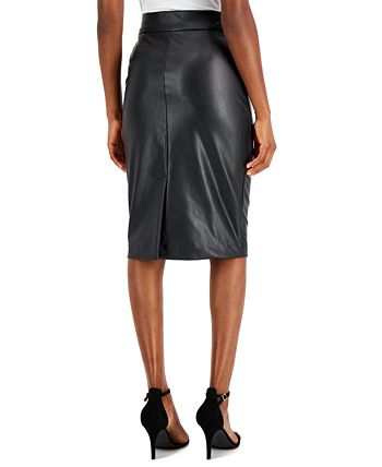 Anne Klein Women's Pull-On Faux Leather Skimmer Skirt - Macy's