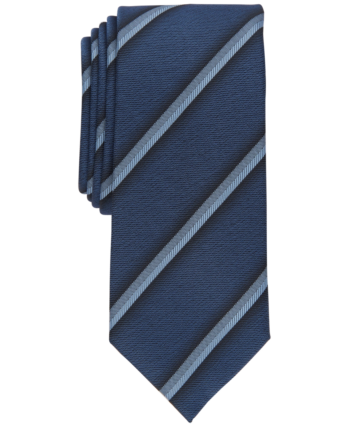 Alfani Men's Desmet Striped Slim Tie, Created For Macy's In Dark Navy