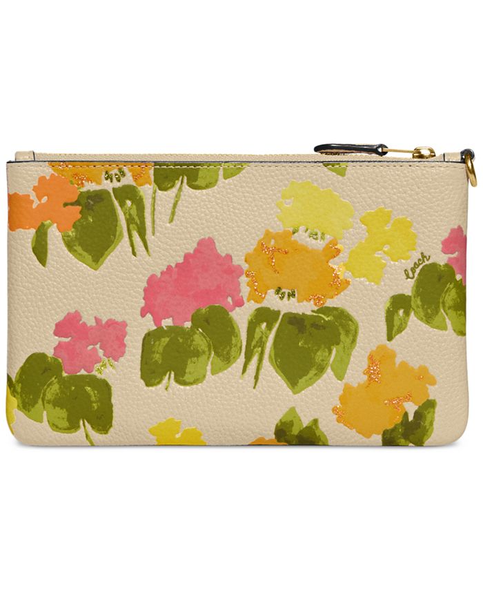 COACH Floral Printed Leather Small Wristlet Macy's