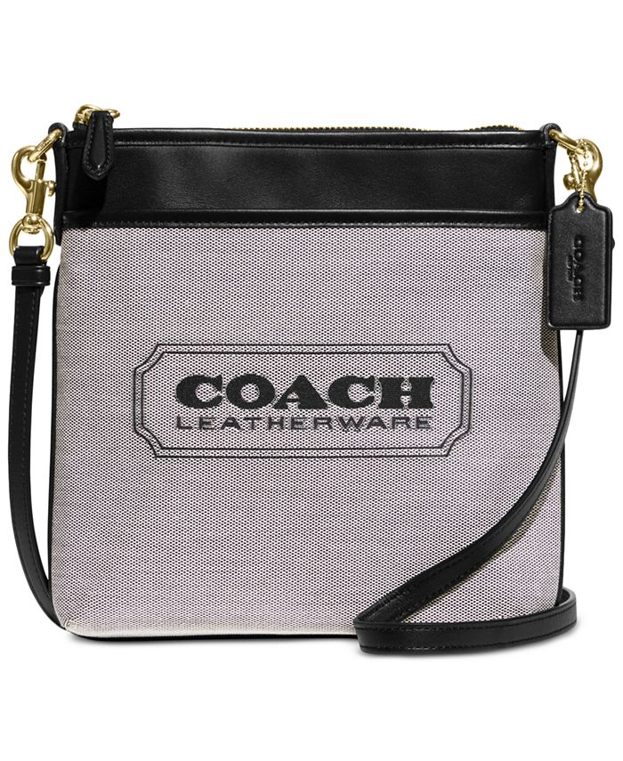 COACH Small Wristlet Bag~Black Logo Pattern Canvas Jacquard Bag