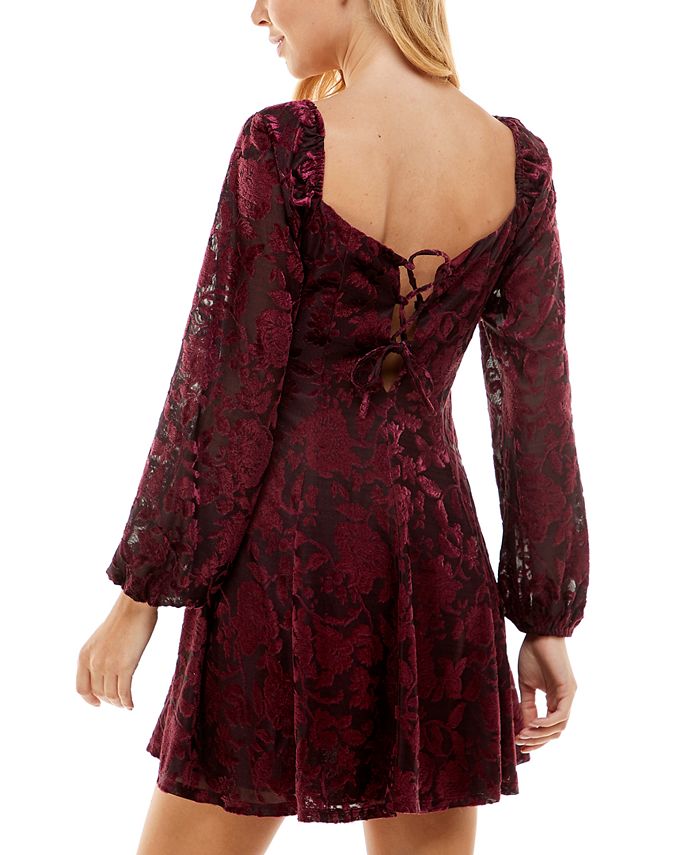 City Studios Juniors' BurnoutVelvet PuffSleeve Dress Macy's