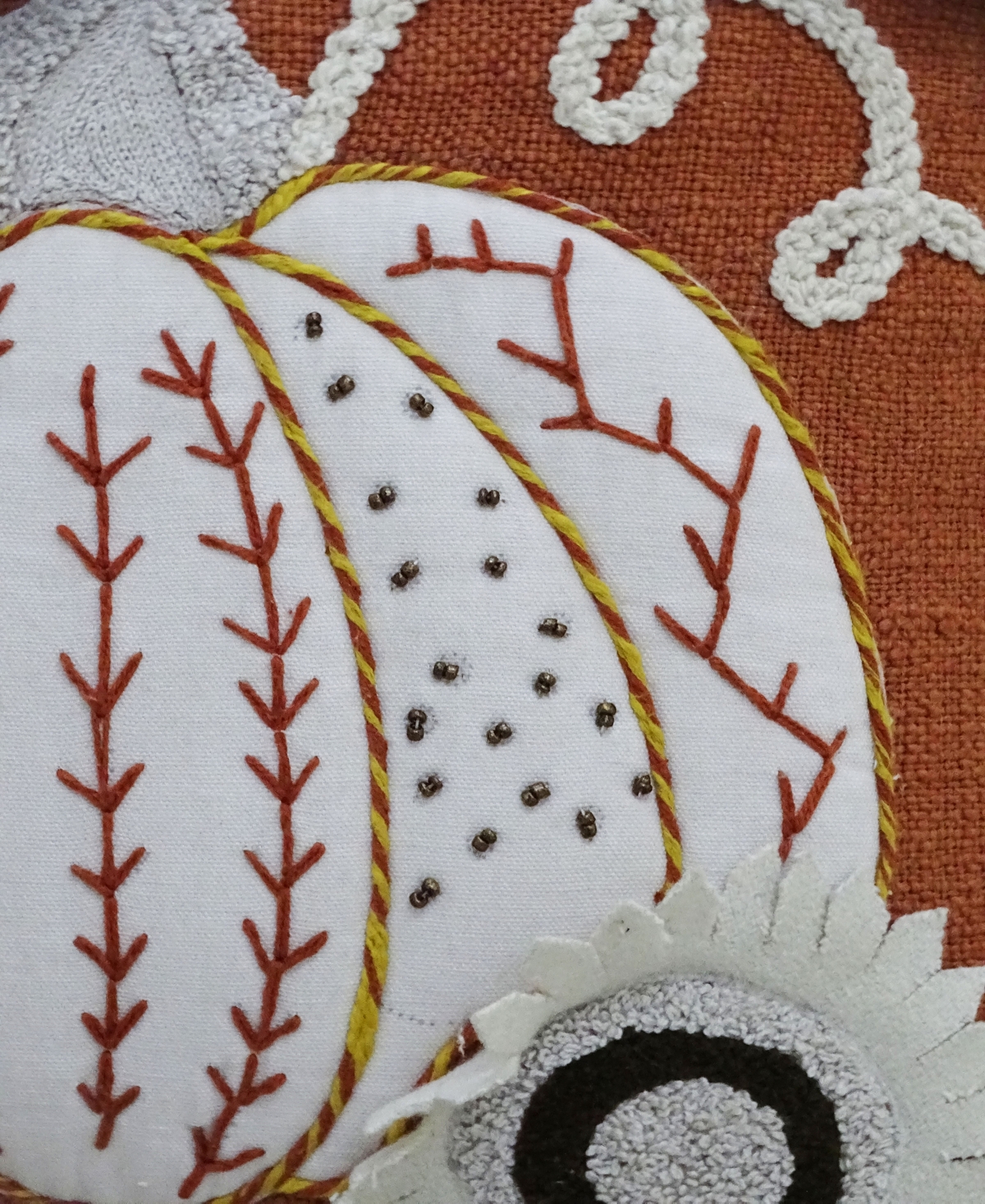 Vibhsa Pumpkin Tassels Harvest Pillow, x - Ivory, Black