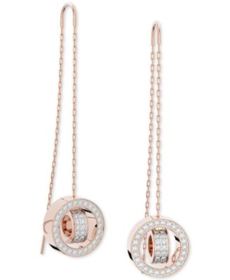 Swarovski - Gold-Tone Pav&eacute; Circle & Chain Threader Earrings