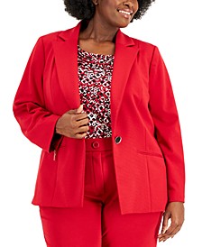 Plus Size One-Button Notched-Collar Jacket