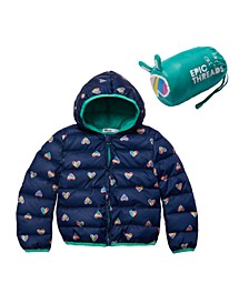 Little Girls All Over Print Packable Jacket with Bag, 2 Piece Set
