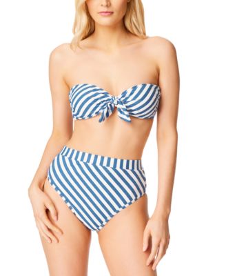 Jessica Simpson Womens Lickity Split Tie Front Bandeau Top High Waisted Bottoms  Women's Swimsuit