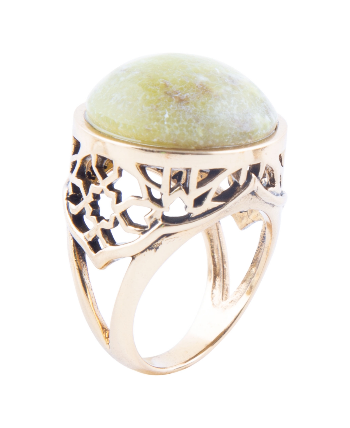 Barse Flora Bronze And Genuine Canadian Jade Ring