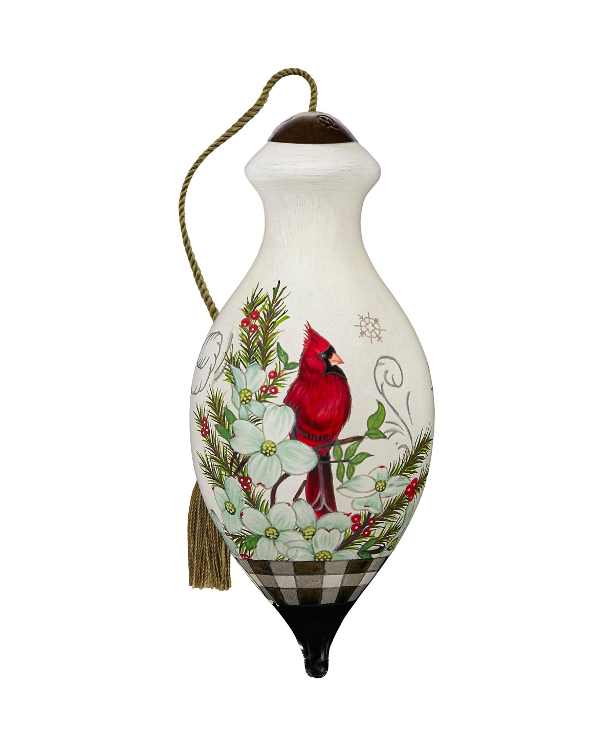 Precious Moments Ne'qwa Art 7221128 Regal Winter Cardinal Hand-painted Blown Glass Ornament In Multicolor