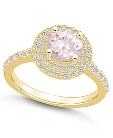 Morganite and Diamond Accent Halo Ring in 14K Yellow Gold