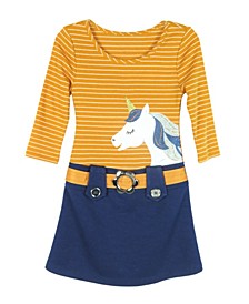 Toddler Girls 3/4 Sleeve Unicorn Marsha Dress