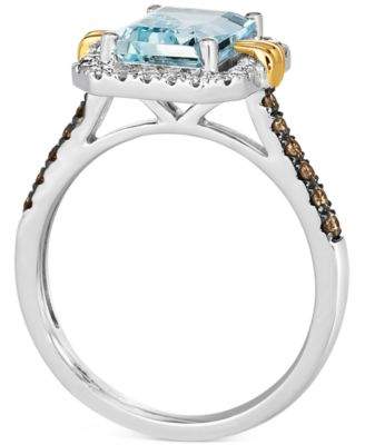 Sea Blue Aquamarine (2 ct. t.w.) & Diamond (3/8 ct. t.w.) Ring in 14k Two-Tone Gold